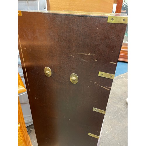 83 - MAHOGANY BRASS MOUNTED MILITARY STYLE CHEST OF SIX DRAWERS