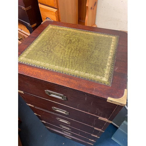 83 - MAHOGANY BRASS MOUNTED MILITARY STYLE CHEST OF SIX DRAWERS