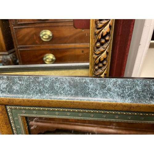 81 - GILT ACANTHUS OBLONG MIRROR AND BLUE MOTTLED MARBLE EFFECT MIRROR