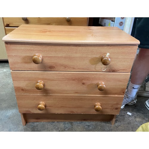 61 - PINE EFFECT THREE DRAWER CHEST