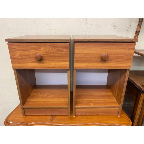 62 - PAIR OF TEAK EFFECT BEDSIDE CHESTS