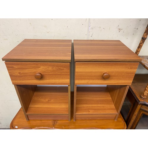 62 - PAIR OF TEAK EFFECT BEDSIDE CHESTS