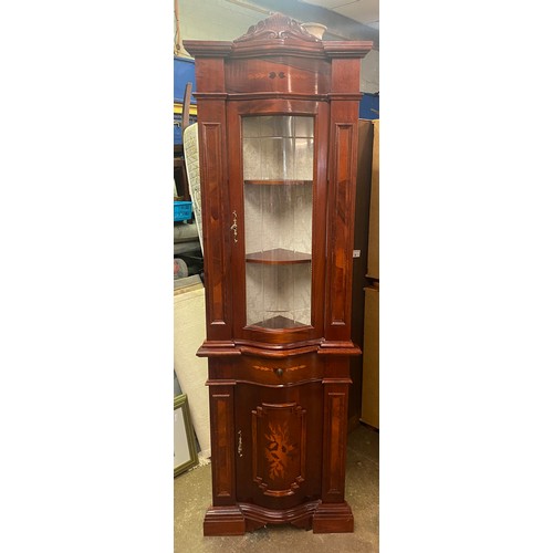 91 - ITALIAN STYLE MAHOGANY EFFECT CORNER VITRINE