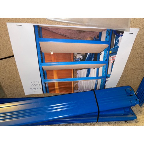 234 - BLUE DEXION SELF ASSEMBLY STORAGE RACK WITH HARDWOOD BOARDS