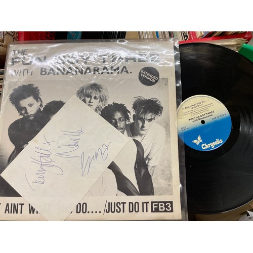 405 - TWO CARTONS OF VINYL LPS VARIOUS INCLUDING THE WHO AND THE FUN BOY THREE WITH AUTOGRAPHED PAPER INSE... 