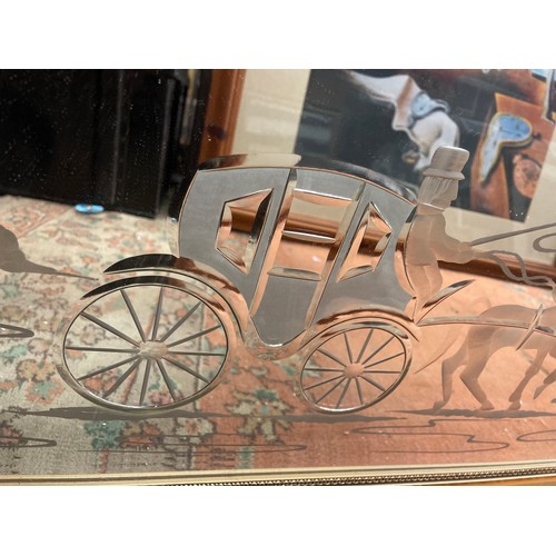 414 - ETCHED HORSE AND CARRIAGE PLATE MIRROR