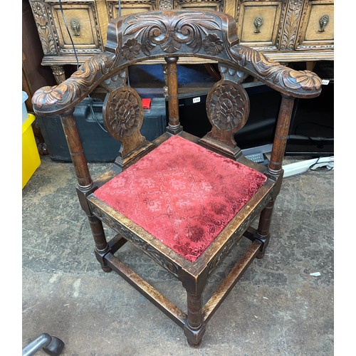 269 - ANTIQUE CARVED CORNER ARMCHAIR