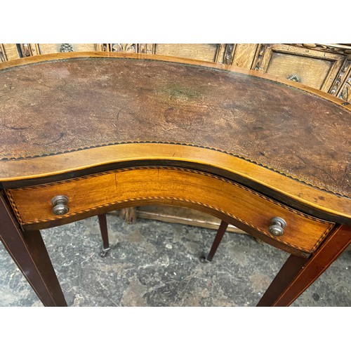 228 - EDWARDIAN MAHOGANY KIDNEY SHAPED LADIES WRITING TABLE