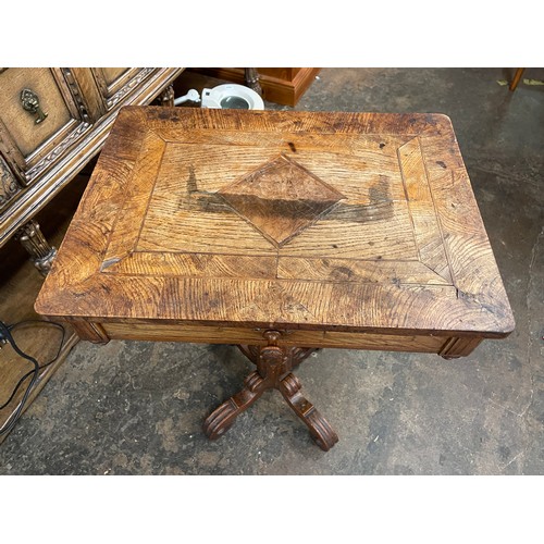 223 - 19TH CENTURY OAK FLUTED PEDESTAL OCCASIONAL TABLE