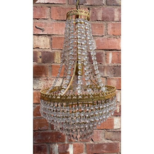 239 - CUT GLASS PRISM GILT METAL CEILING LIGHT