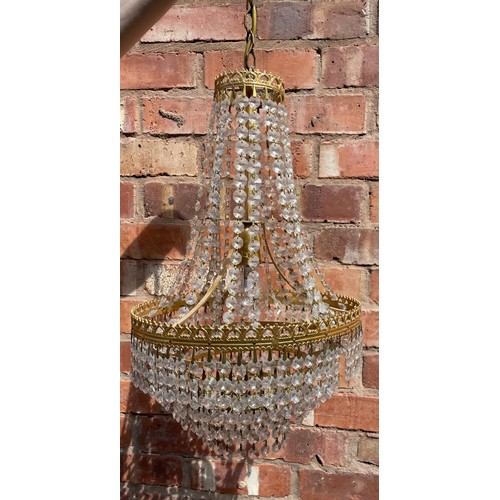 239 - CUT GLASS PRISM GILT METAL CEILING LIGHT