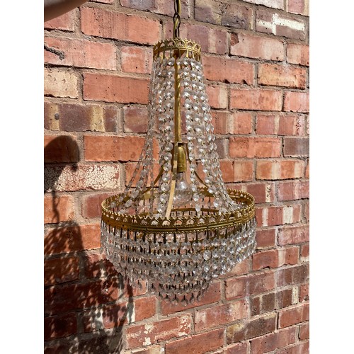 239 - CUT GLASS PRISM GILT METAL CEILING LIGHT