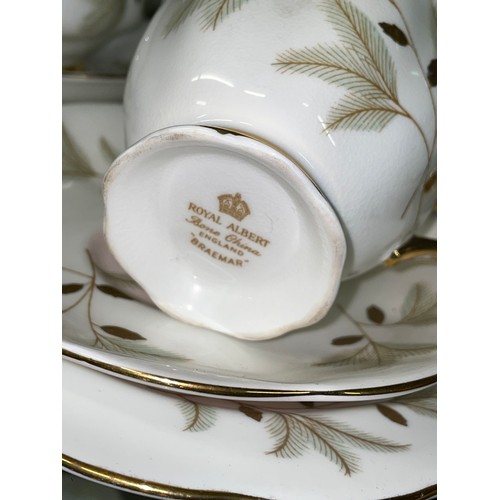 330 - ROYAL ALBERT BRAEMAR BONE CHINA TEACUP TRIOS, SUCRIER, AND MILK JUG