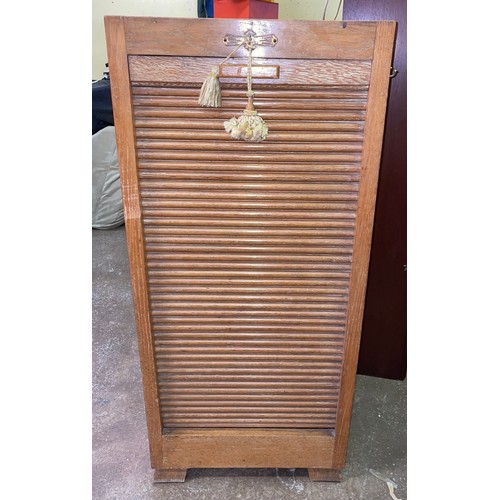 71 - LIGHT OAK TAMBOUR SHUTTER OFFICE FILING CABINET