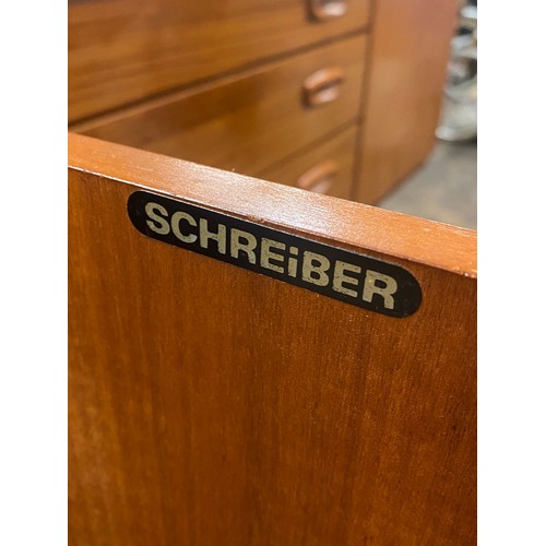 98 - SCHREIBER TEAK EFFECT LONG SIDEBOARD