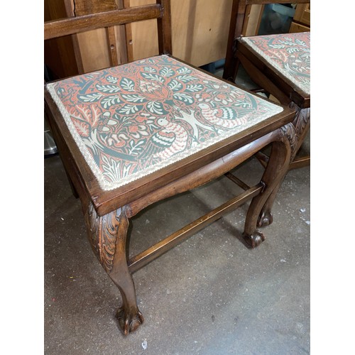 152 - PAIR OF BEECH BEDROOM CHAIRS WITH CARVED BALL AND CLAW FEET