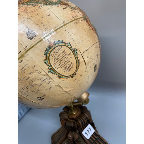 177 - LEGEND TERRESTRIAL GLOBE ON ORNATE CARVED BASE