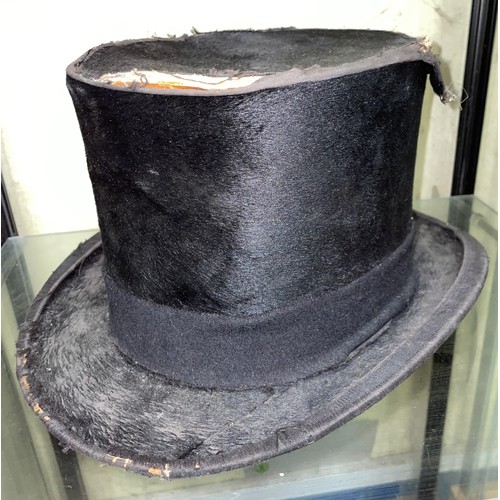 208 - STRAW BOATER AND A MOSS BROS TOP HAT