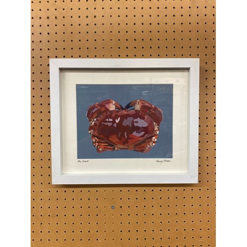 534 - TRACEY COOPER DIGITAL ART PRINT ENTITLED THE CRAB FRAMED AND GLAZED 22CM X 17CM APPROX