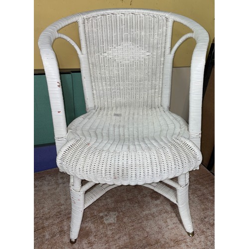 31 - WHITE PAINTED BASKET WEAVE BEDROOM CHAIR