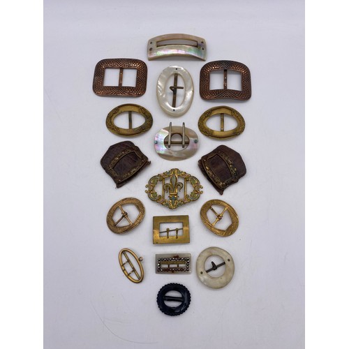 749 - BAG OF MISCELLANEOUS GILT METAL AND MOTHER OF PEARL SHOE AND OTHER BUCKLES