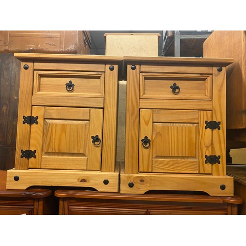 73 - PAIR OF PINE BEDSIDE CUPBOARDS