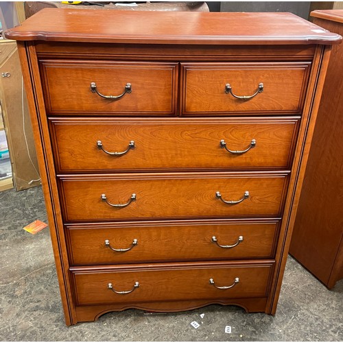 74 - CHERRY WOOD EFFECT TWO OVER FOUR DRAWER CHEST