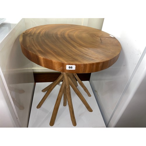 66 - CIRCULAR PLANK TOP AND DRIFT WOOD CROSS BASE TABLE