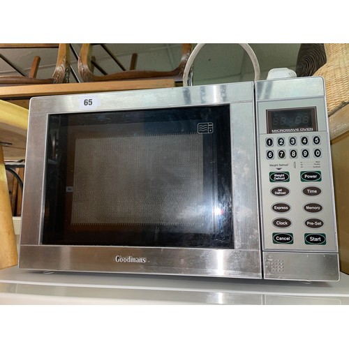 65 - GOODMANS STAINLESS STEEL MICROWAVE OVEN