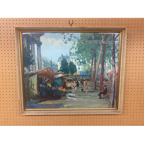 556 - LITHOGRAPHIC PRINT OF A PARISIENNE STREET MARKET AFTER C CLUGE 55CM X 44CM