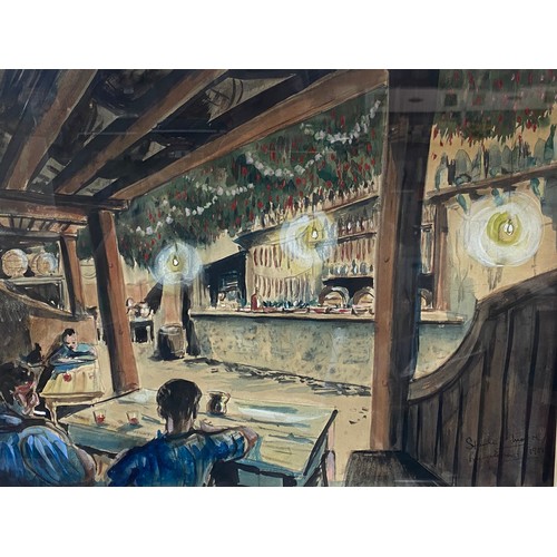 549 - WILLIAM STANLEY MOORE 1914-1997 WATERCOLOUR ENTITLED DOCK SIDE BAR BARCELONA 1914- 1997 FRAMED AND G... 