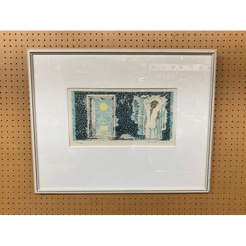 538 - AXEL OLSSON 1919-2001 LIMITED EDITION SIGNED IN PENCIL ENTITLED EFTER BADET 1951 FRAMED AND GLAZED 3... 