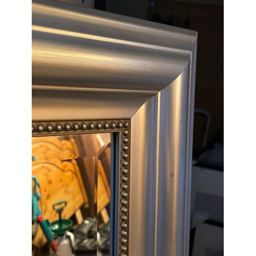 24 - LARGE SILVER MOULDED AND BEADED FRAMED MIRROR