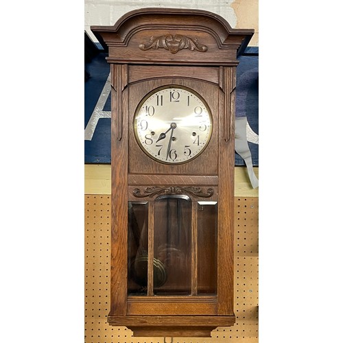 160 - 20TH CENTURY OAK CHIMING PENDULUM WALL CLOCK