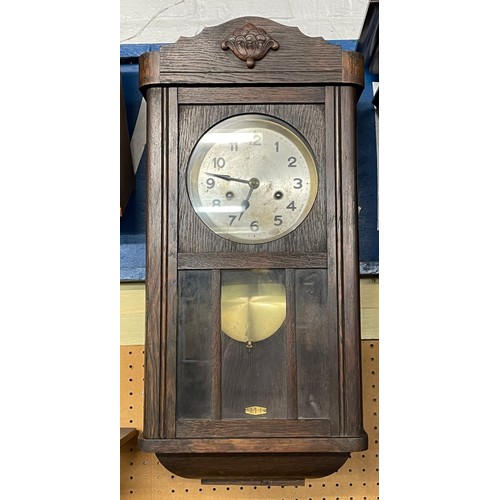 166 - 20TH CENTURY OAK CASED PENDULUM WALL CLOCK