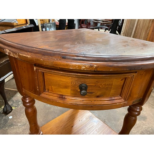 182 - PAIR OF PINE QUADRANT CORNER TABLE FITTED WITH DRAWERS