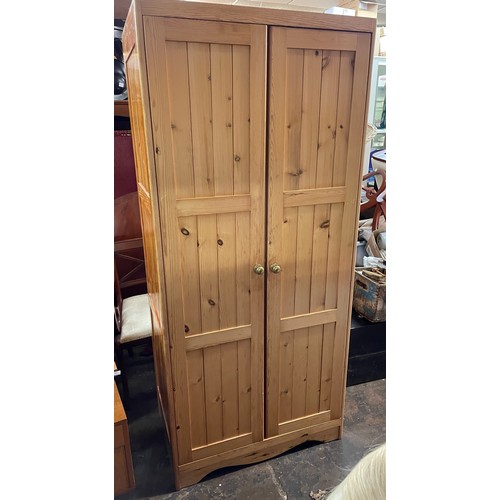 187 - PINE PANELLED DOOR WARDROBE