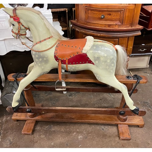 197 - MID 20TH CENTURY DAPPLE PAINTED LARGE ROCKING HORSE