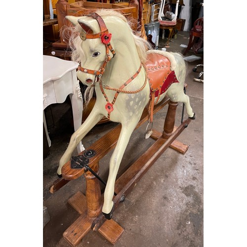 197 - MID 20TH CENTURY DAPPLE PAINTED LARGE ROCKING HORSE