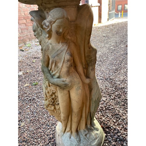 214 - STONE PEDESTAL THREE GRACES BIRD BATH