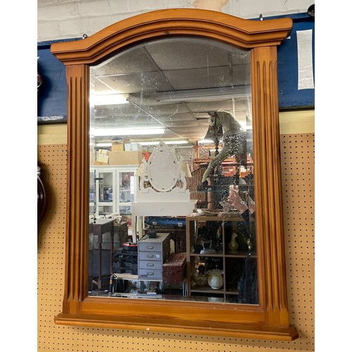 211 - PINE REEDED FRAMED ARCHED MIRROR