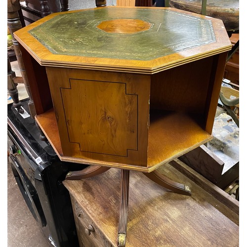 202A - REPRODUCTION LEATHER TOPPED DRUM TABLE