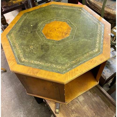 202A - REPRODUCTION LEATHER TOPPED DRUM TABLE