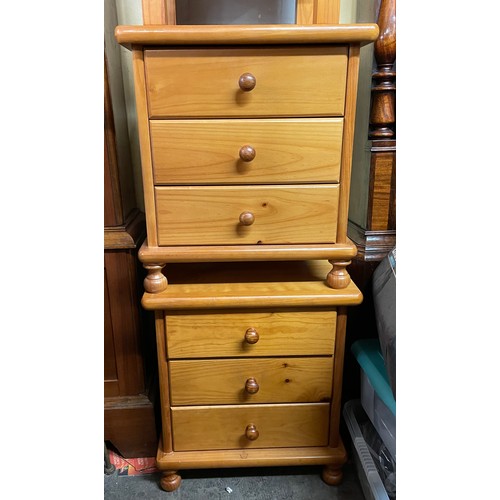 210 - PAIR OF PINE THREE DRAWER CHESTS