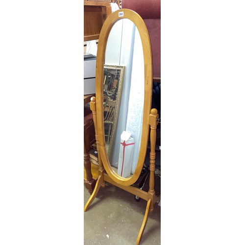 202 - BEECH OVAL CHEVEL DRESSING MIRROR