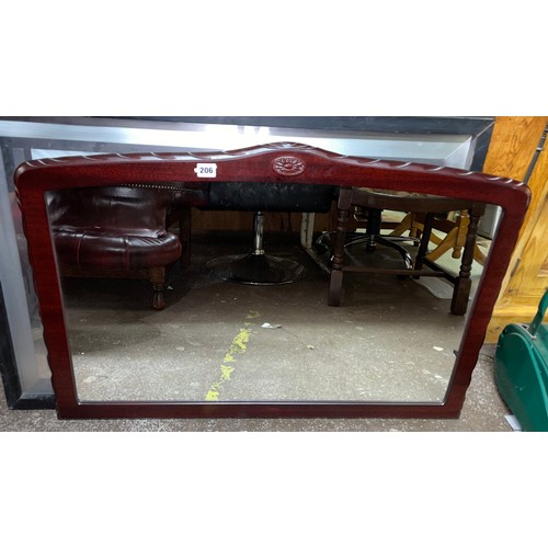 206 - MAHOGANY GADROONED EDGE OVER MANTLE MIRROR