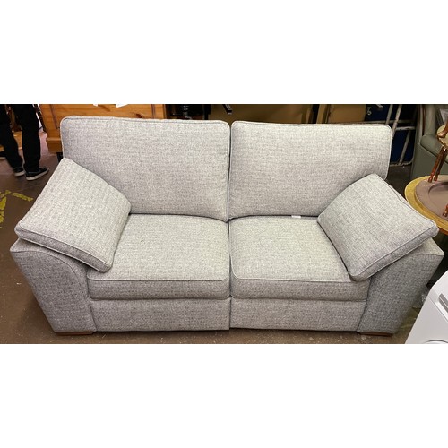 146 - CONTEMPORARY GREY FLECKED MANUAL RECLINING THREE SEATER SOFA