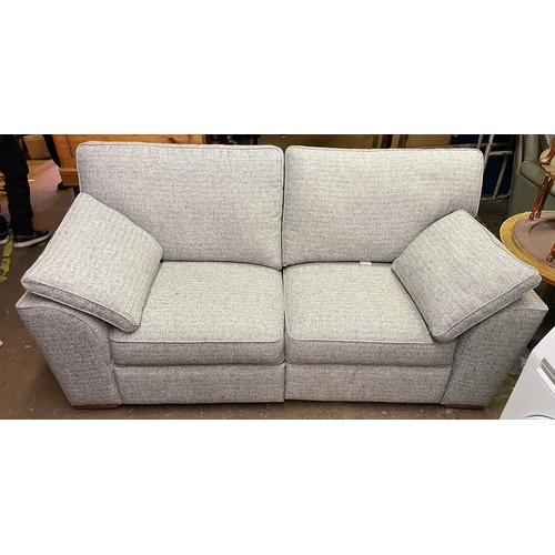 146 - CONTEMPORARY GREY FLECKED MANUAL RECLINING THREE SEATER SOFA