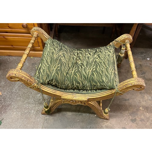 199 - GILDED UPHOLSTERED CURLUE STOOL