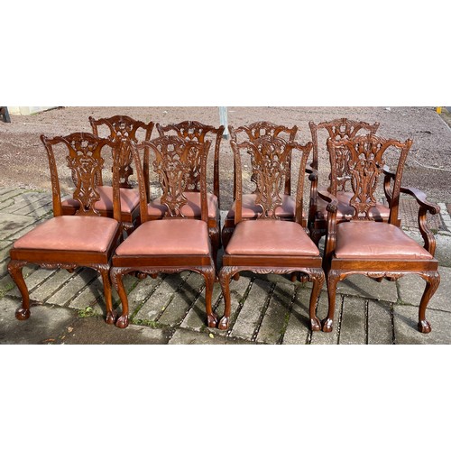 166 - EIGHT CHIPPENDALE DESIGN CARVED DINING CHAIRS